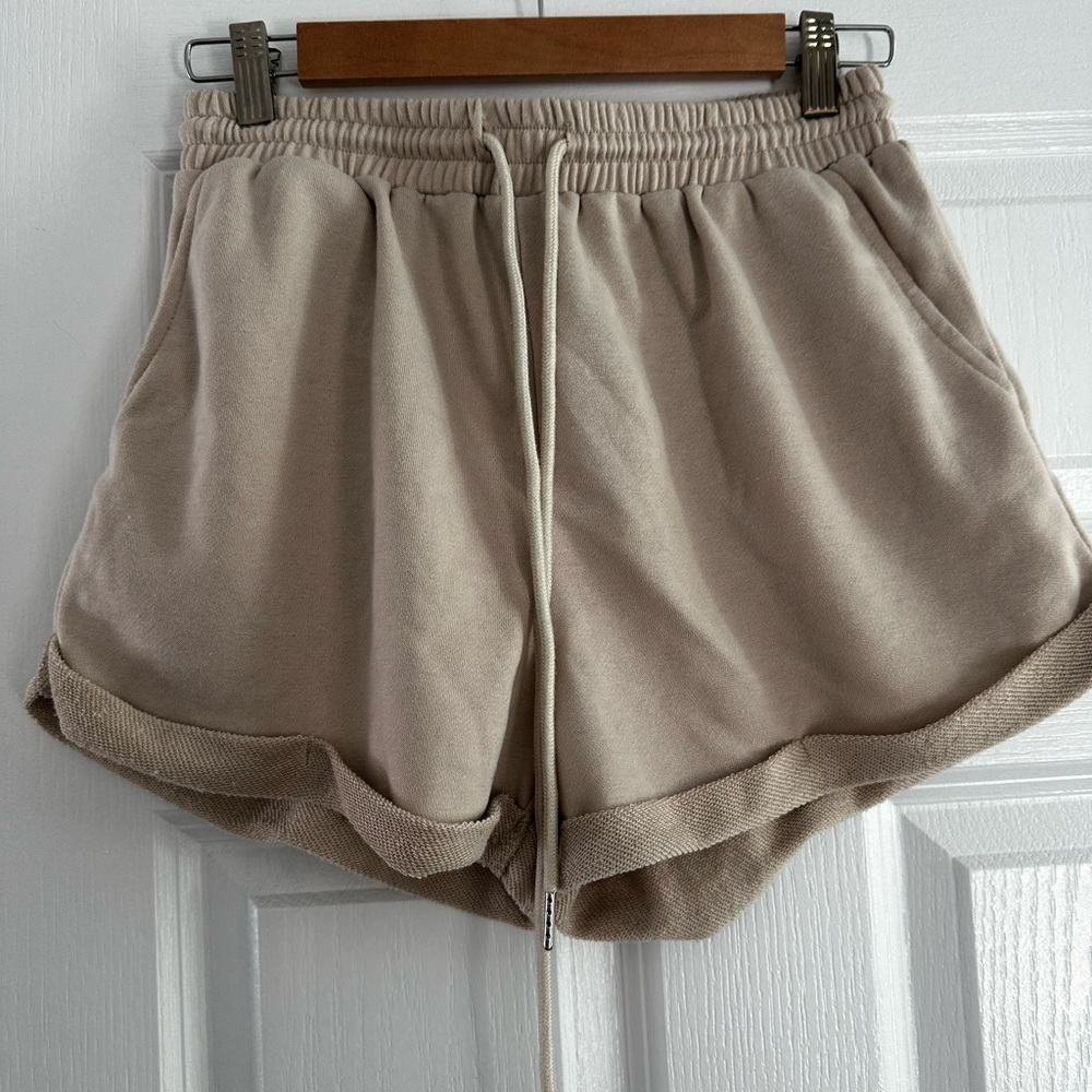 Princess Polly Women’s Casual Drawstring Shorts in Light Beige